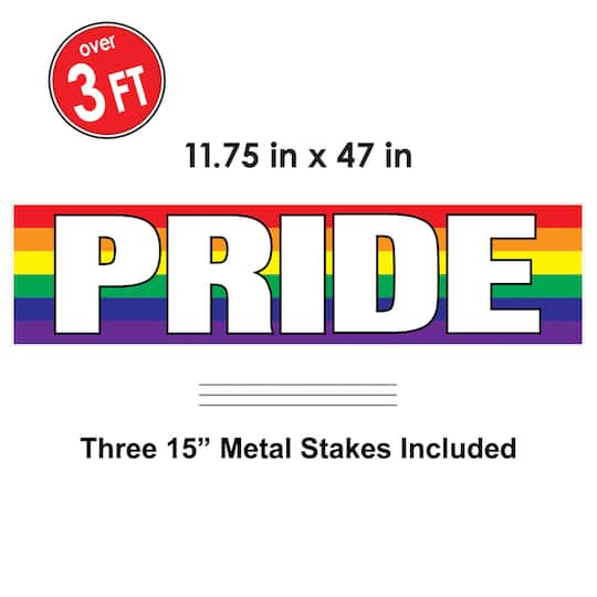 Beistle 11.75" x 47" Pride Plastic Jumbo Tri-Fold Yard Sign